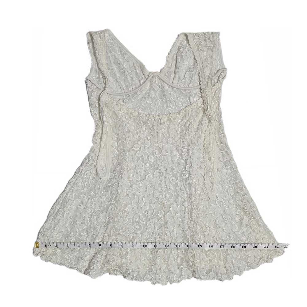 Escante Elegant Vintage Lace White Halter Babydoll Lace Lingerie Dress - Picture 14 of 14